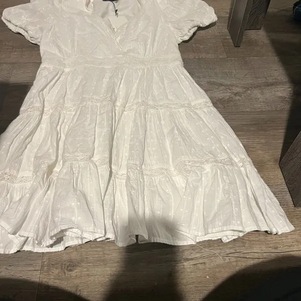 Zara dress mini‎ boho embroidered openwork lace eyelet summer sundress M - Image 11
