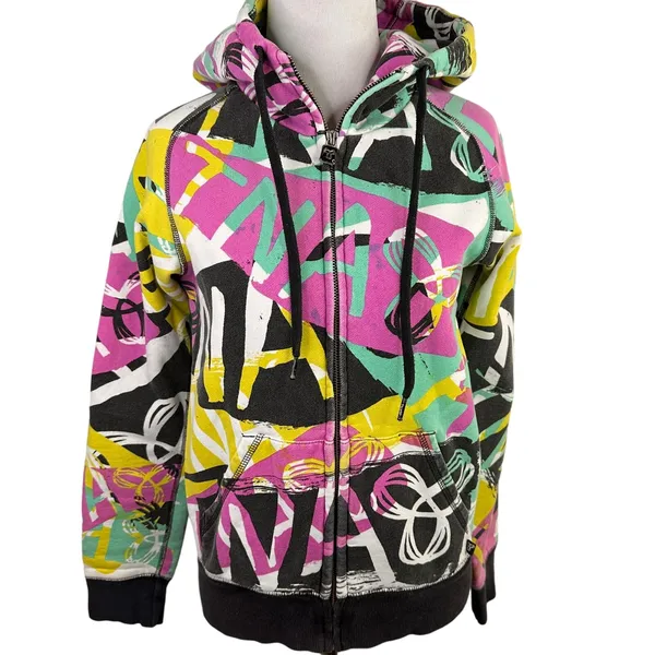 TNA Graphic Graffiti Zip Up Hoodie Sweatshirt Size Small - Image 11