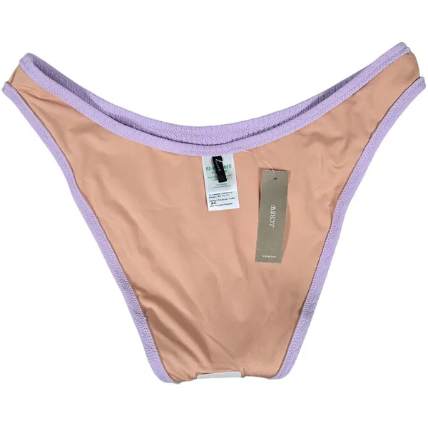 J. Crew Textured curved-waist‎ cheeky bikini bottom Dusty Mauve L NWT - Image 4