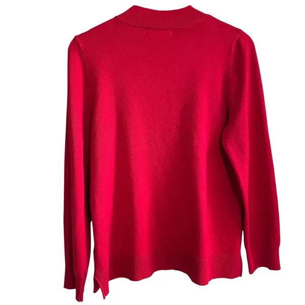 Carolyn Taylor Button Shoulder Mock Neck Sweater Large Red Womens Rayon Blend - Image 6