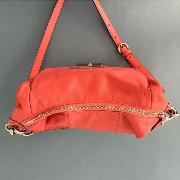 Coach Kirstin Coral Salmon Pink Leather Hobo Shoulder Bag‎ - Image 6