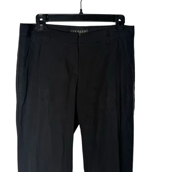 Theory Black Wool Straight Leg Pants Size 4 Zipper Ankle Quiet‎ Luxury Capsule - Image 6