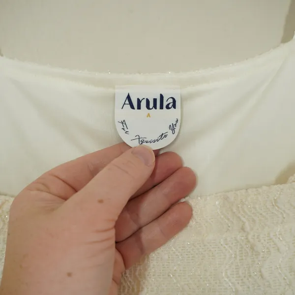 Arula Size 1X Ivory Sequin Chevron Textured Tweed Pinafore Dress Skirtall NEW - Image 3