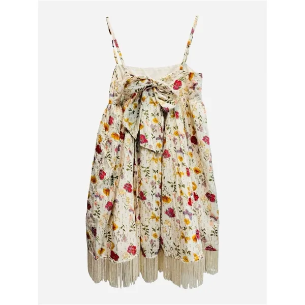 NWT‎ Eddy Gavin Fringe Mini Babydoll Dress Whimsy Gold Butterly Print $328 M - Image 2