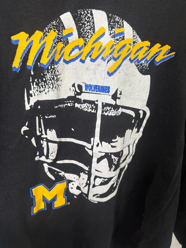 Vintage University of Michigan Football Helmet Sweatshirt - Image 2