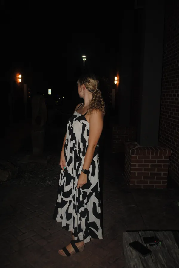 Abstract Pattern Tiered Midi Dress - Image 2