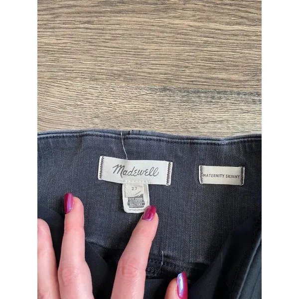 EUC Womens Madewell Maternity Skinny‎ Jean over belly grey distressed size 27 - Image 3