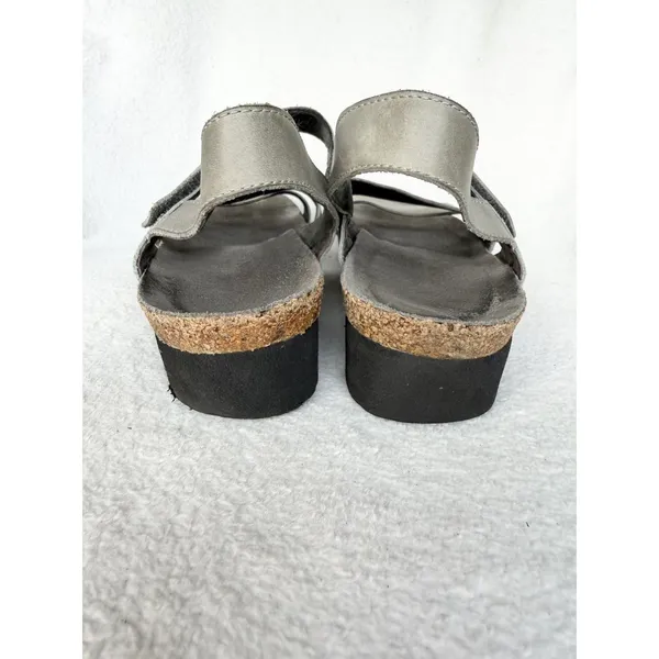 Naot Kayla Womens 7.5 Slate/Gray Leather Comfort Sandals Hook Loop Adjustable - Image 4