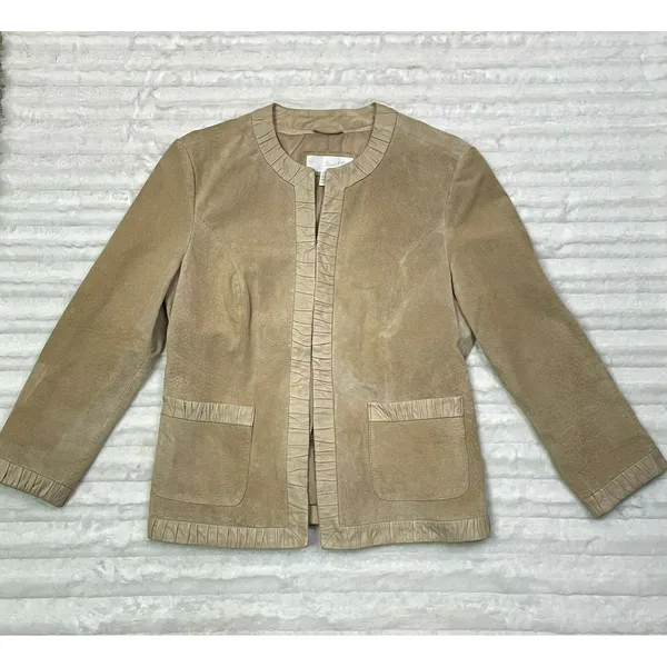 Marshall Fields Vintage 90s Womens Sz 6 M Suede Over Coat‎ Jacket Blazer - Image 2