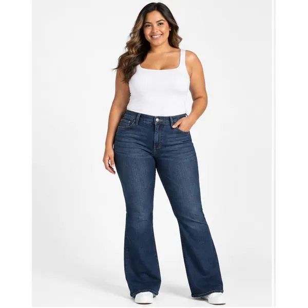 Lee Legendary Womens Flare Jeans Size 18M Inner Strength Blue Stretch 33 Inseam - Image 2