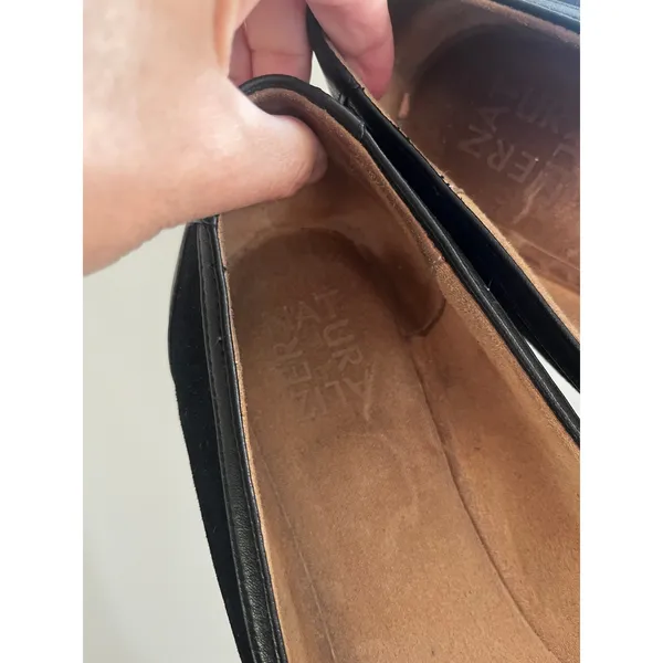 Black Suede Leather Loafers size 10 Parker Flats Office Chic Minimalist Preppy - Image 5