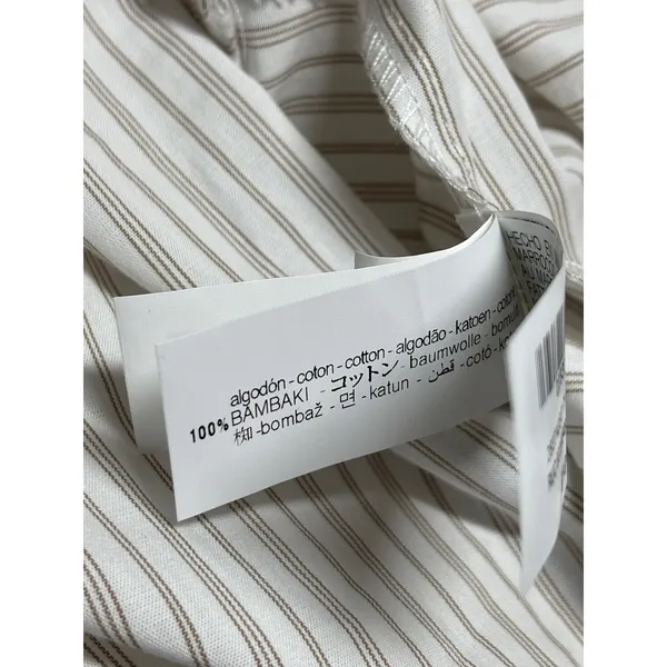 Zara Women's White Beige Striped Short Sleeve Pocket Button Down Shirt Top Sz XS - Image 7