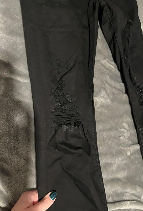 Ripped Black Denim Jeans - Image 2