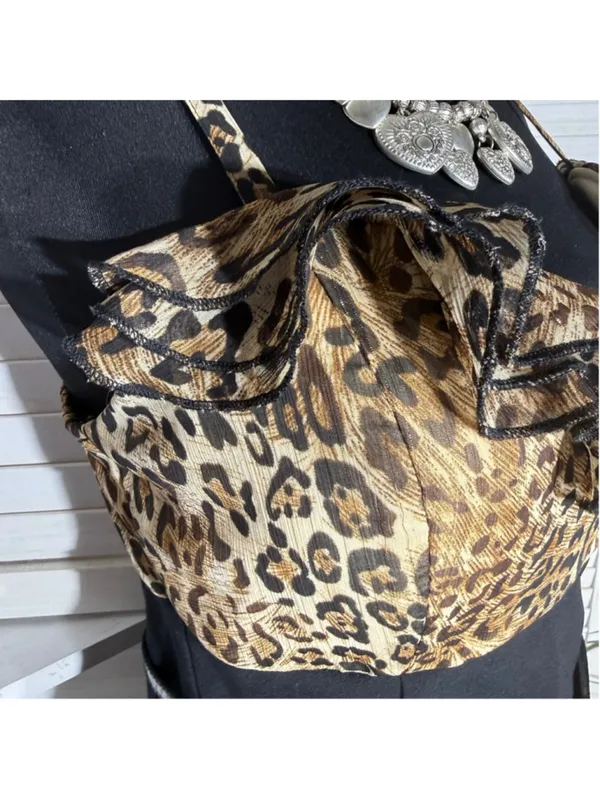 vintage Y2K dress animal print black sweetheart ruffles cocktail grunge glam 11 - Image 11