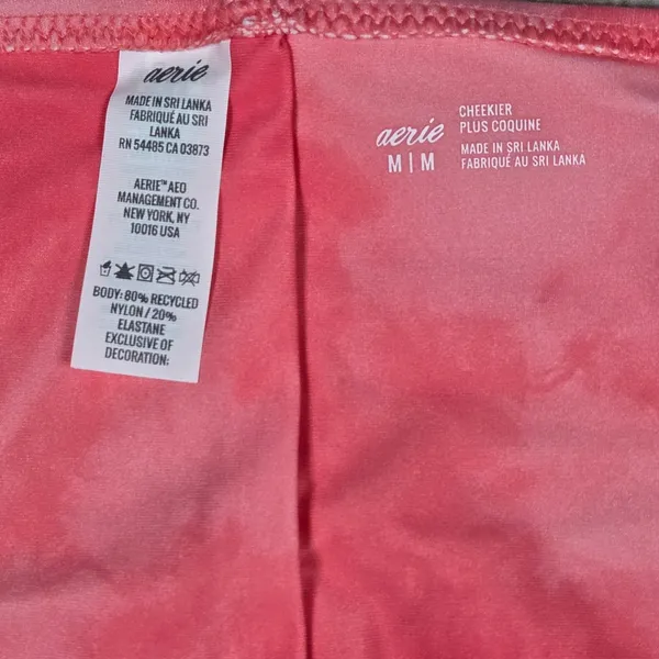 Aerie Cheekier Bikini Bottoms‎ Coral Tie Dye Floral Embroidered Size M - Image 5