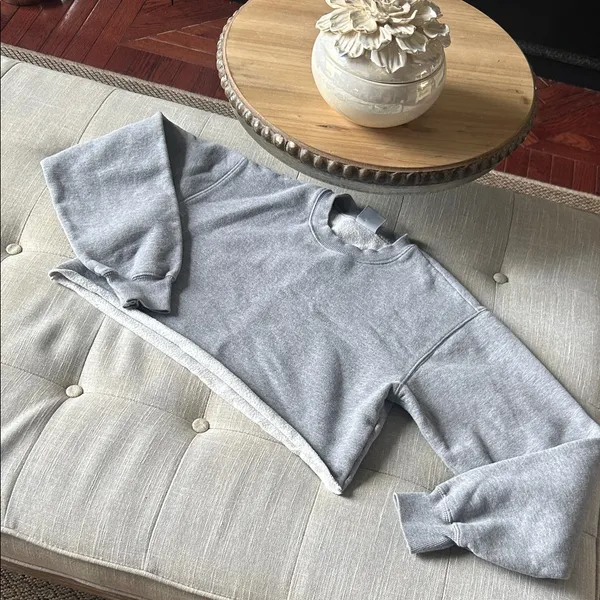Aritzia TNA Cozy Fleece Cropped Crewneck Size Small - Image 2