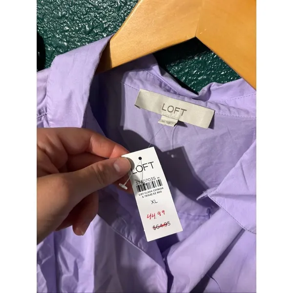 Loft Women’s Purple Button Down Blouse Sz XL NWT - Image 3