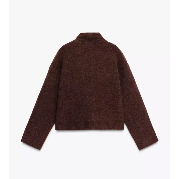 Zara NWT brown button front knit sweater cardigan bomber jacket - Image 10
