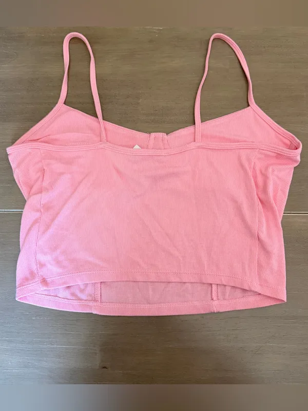 Love Tree Pink Bustier Corset Crop Top Ribbed Cami NWT Size L Y2K - Image 2