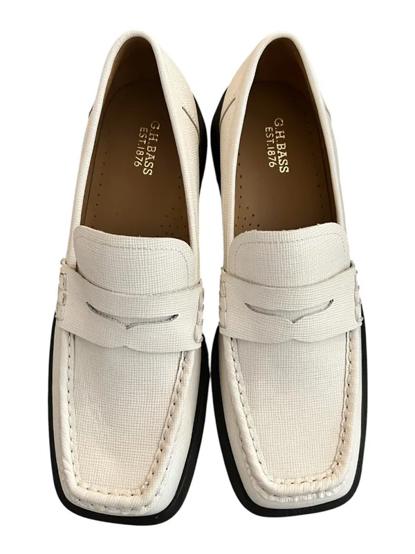 G.H. Bass Whitney Weejuns Penny Loafers Cream Textured Leather NWOB Women’s 8.5 - Image 9