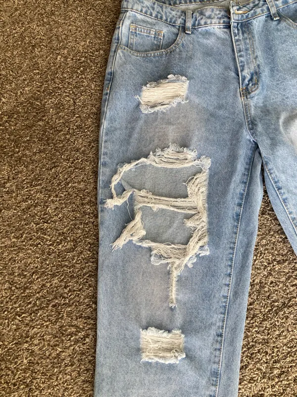 SHEIN Light Blue Distressed Boyfriend Jeans - Image 7