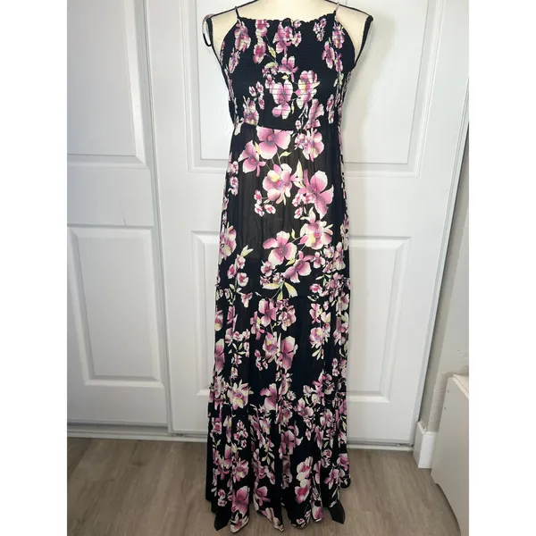 Free‎ People NWT Garden Party Black Purple Floral Maxi Dress Small Wedding Guest - Image 3