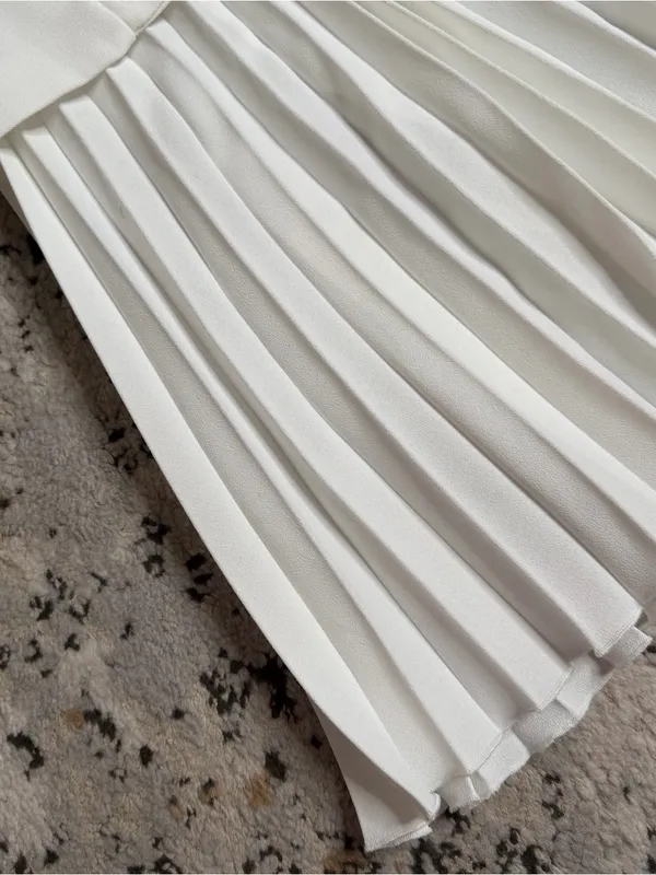 Zara White Sleeveless Double-Breasted Pleated Midi Dress - Image 2