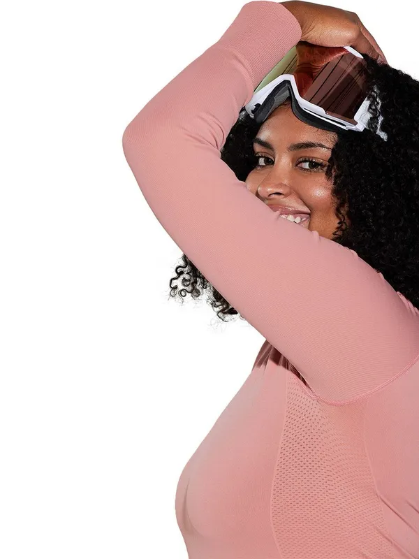 HALFDAYS Johnson Base Layer Top Mock Neck Pink Sz Small - Image 3