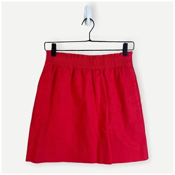J. Crew Red Cotton Linen Blend Sidewalk Mini Skirt Sz 2 - Image 3