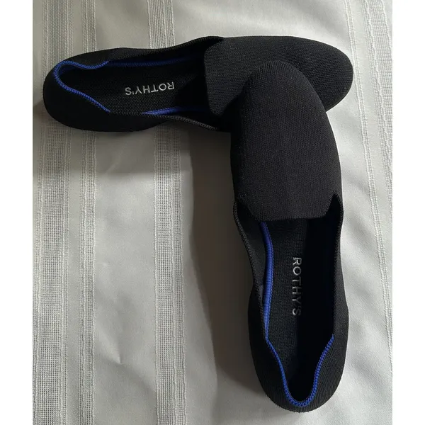 Rothy's The Loafer Black Round Toe Knit Ballet Flats Women's Size W12/EU 43 - Image 4