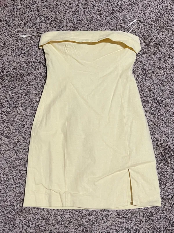Mable Strapless Yellow Bodycon Summer Dress size M - Image 2