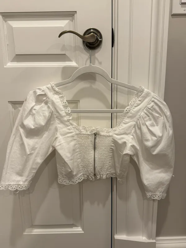 White Milkmaid Crop Top Adjustable Sleeves - Image 5