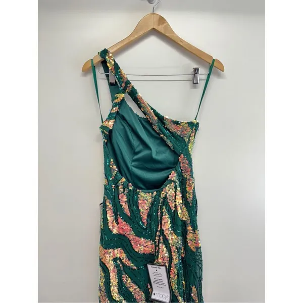 City‎ Studio Dress Juniors' Sequin One-Shoulder Slit Gown Size 11 Green Gold NWT - Image 7