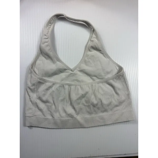 Garage Women Off White Halter Crop Top‎ Bandeau Ribbed Size M - Image 4