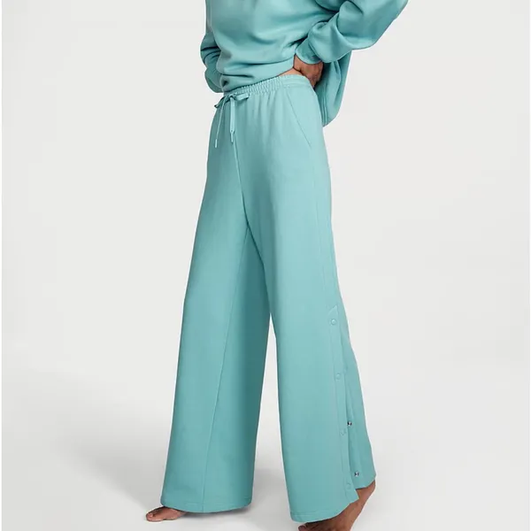 New VICTORIA'S‎ SECRET Cotton Fleece Wide-Leg Snap Lounge Pants - Image 3