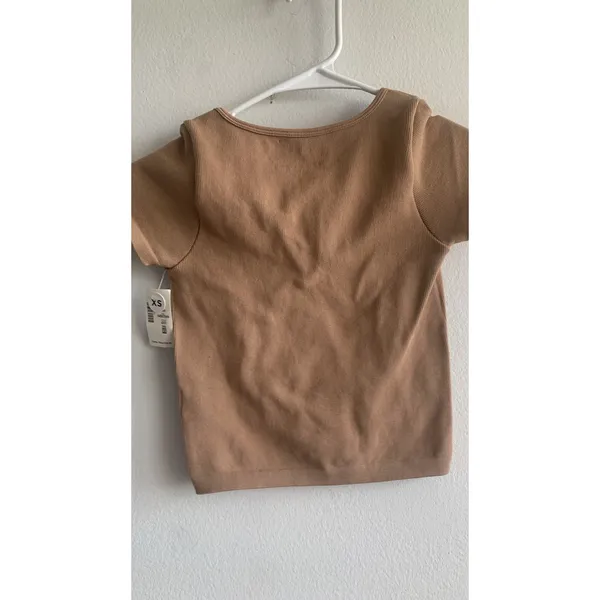 Aeropostale Seriously Soft Seamless Ribbed Crop Top Tan Brown XS 3837 - Image 3