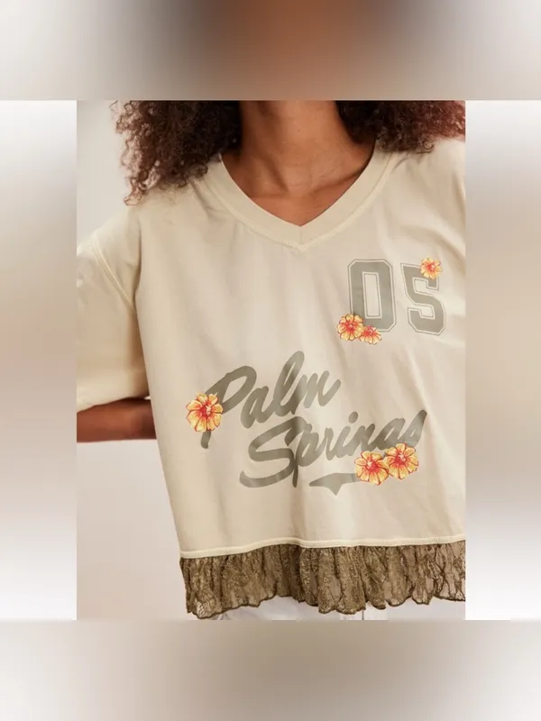 NWT Free People FP Intimately You Wish Graphic Tee - Khaki Chino Combo - Medium - Image 5
