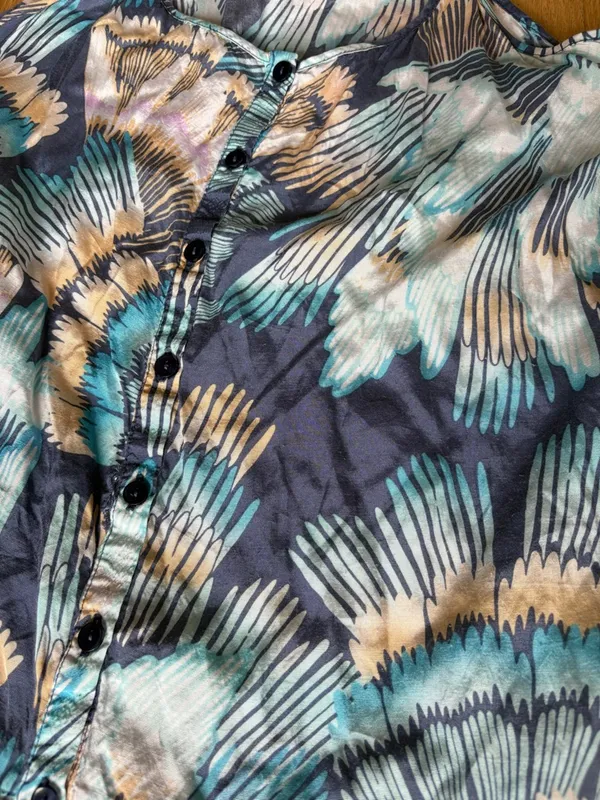 Free People Floral Halter Midi Dress in Teal, Navy, and Cream - Image 3
