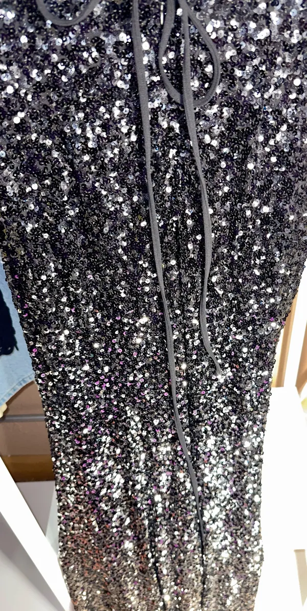 Boutique One shoulder bow tie black formal sequin prom dress - Image 10