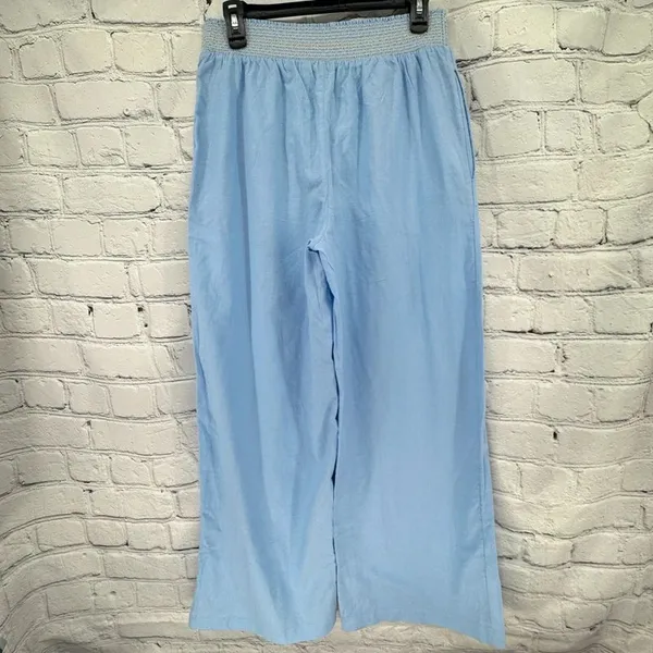 ASOS Linen Blend Wide Leg Pants Women's S Blue Coastal Summer - Image 2
