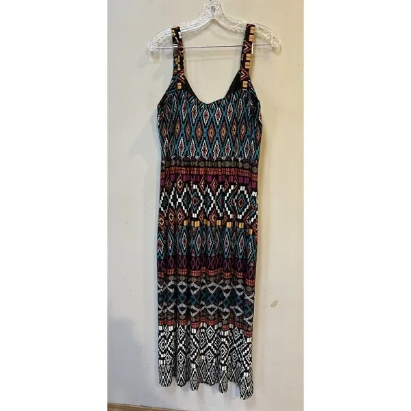 Robbie Bee Boho Tribal Maxi Dress XL Geometric Festival Vacation Dress - Image 2