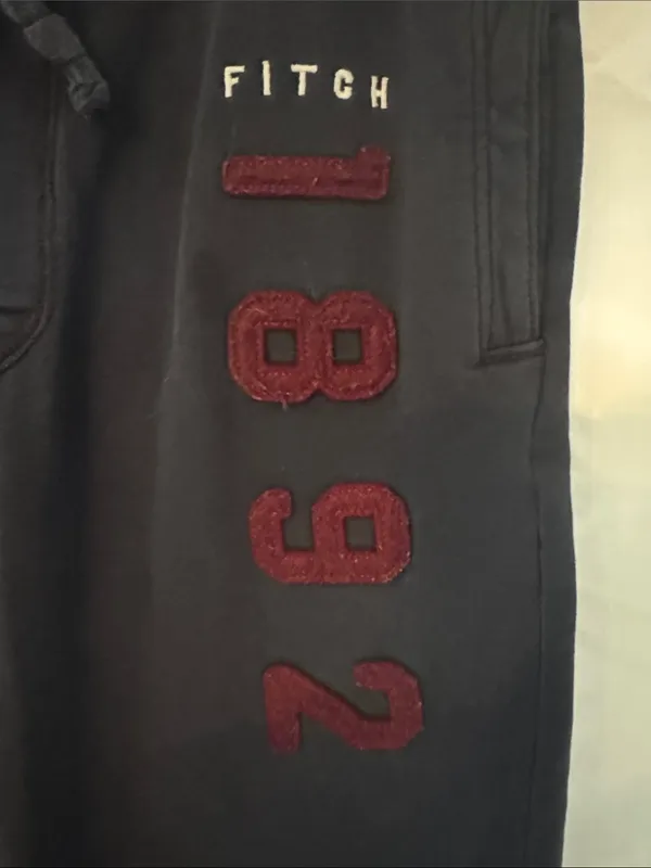Abercrombie & Fitch Black Sweatpants with Maroon 1892 Detail - Image 3