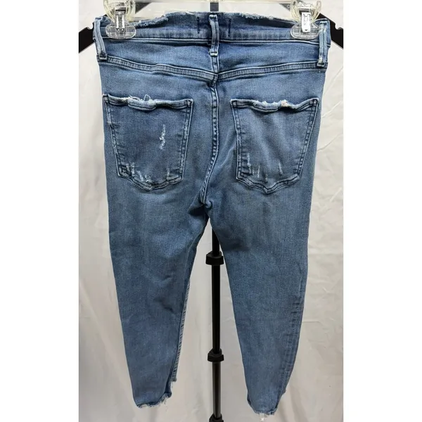 Agolde $148 Women's‎ Sz 27 Sophie Mid-Rise Light Wash Distressed Raw Hem Jeans - Image 4