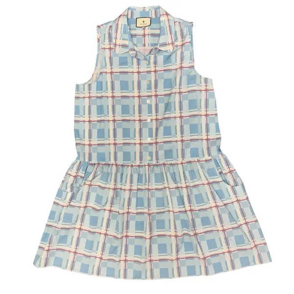 Tuckernuck Westport Trellis Sleeveless Hayes Shirt Dress Mini Blue Large L - Image 7