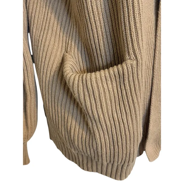 QUINCE 100% Organic Cotton‎ Oversized Ribbed Camel Brown Cardigan XS - Image 4