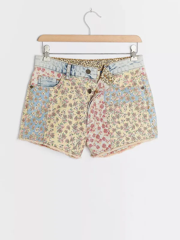 Farm Rio Ultra High-Rise Patchwork Denim Shorts - Image 7