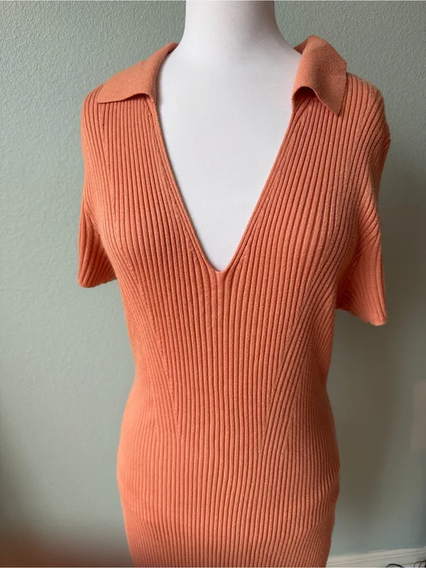 Abercrombie & Fitch Ribbed Elevated Knit Polo Dress Size Large - Image 4