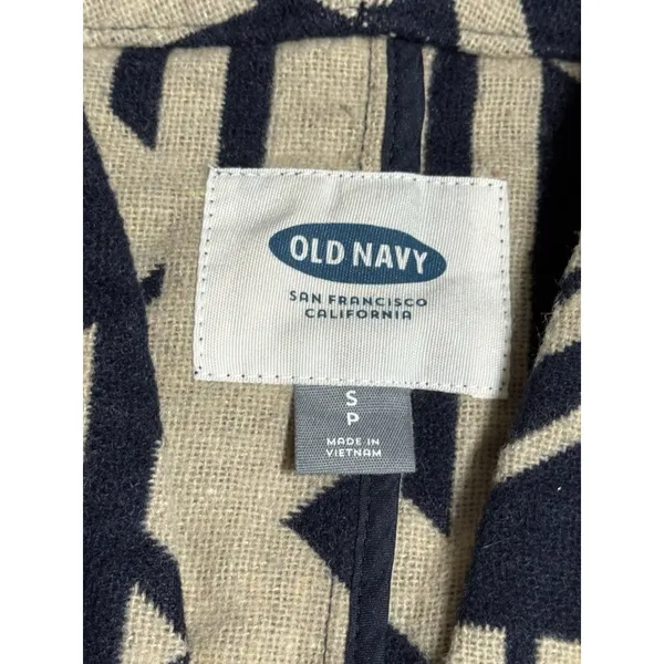 Old Navy Women Long Jacket Open Front Aztec Southwestern Country Size Small Blue - Image 3