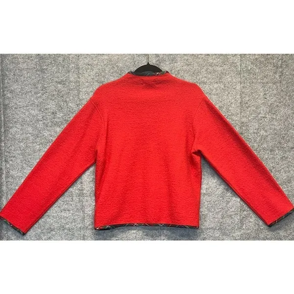Vintage PENDLETON Jacket Women's Large Bright Red Virgin Wool‎ Full Front Zip - Image 2
