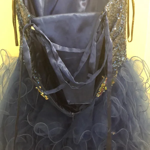 Fiesta Blue Strapless Lace-Up Dress - Image 4